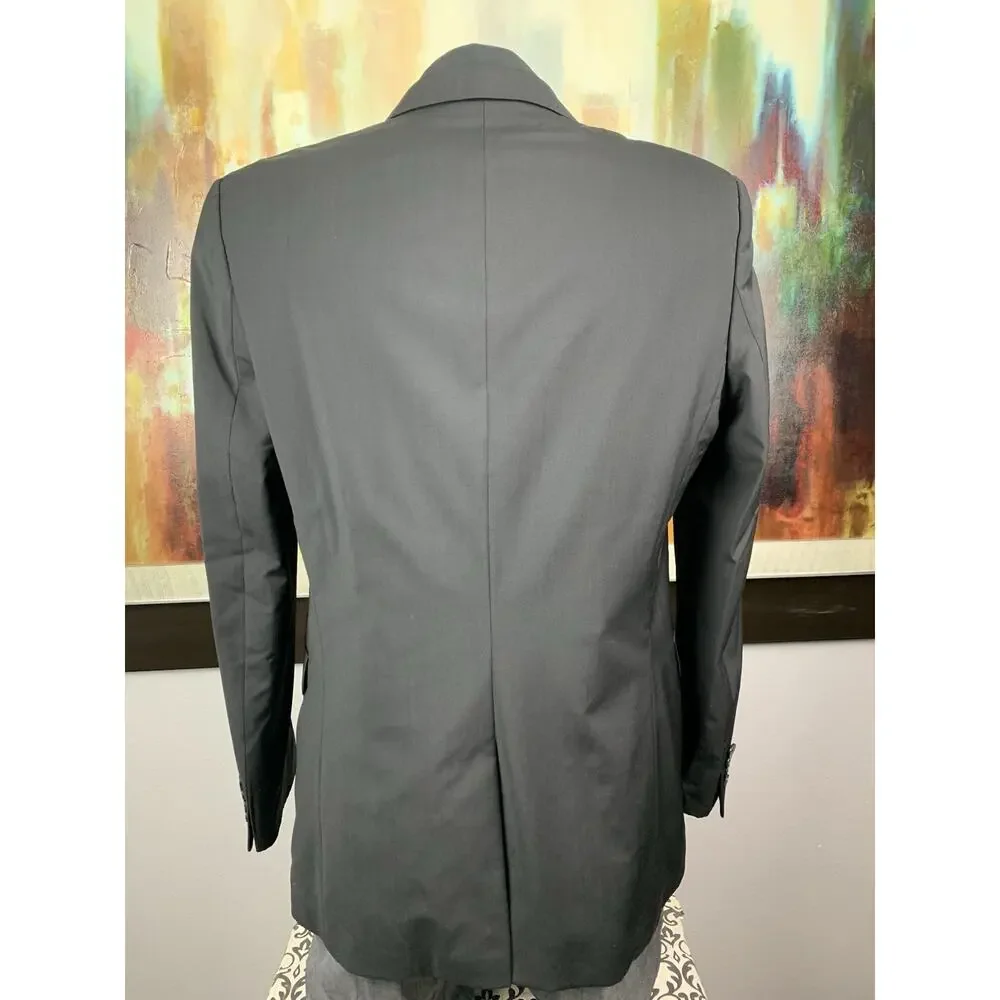 Hugo Boss Mens Super 100s Black Basket Weave Blazer 40R Slim Fit